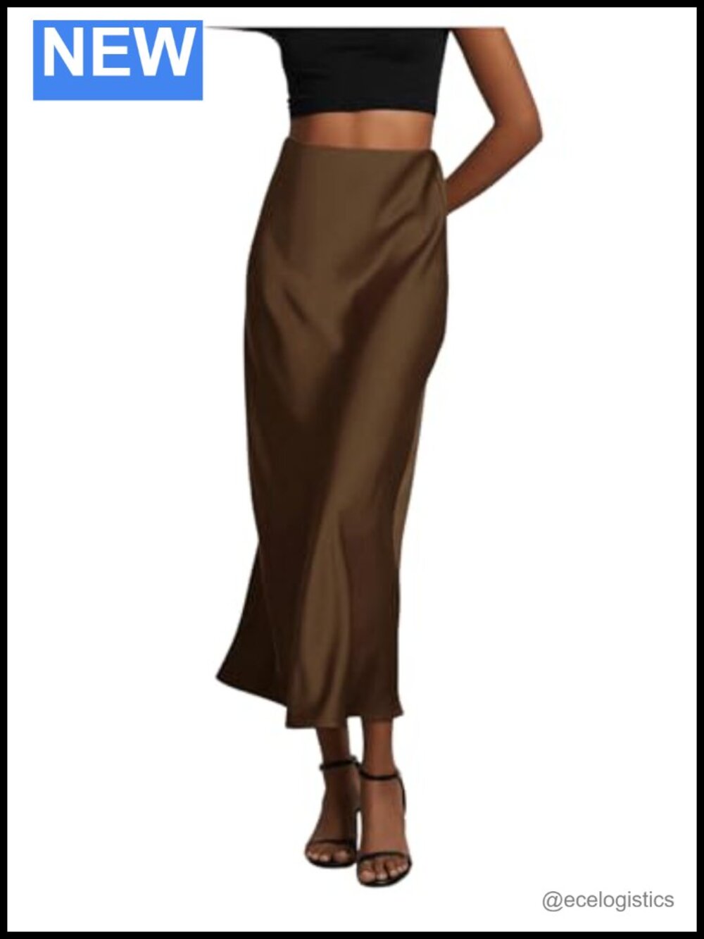 Satin Maxi Skirt High Waisted A-Line Fishtail